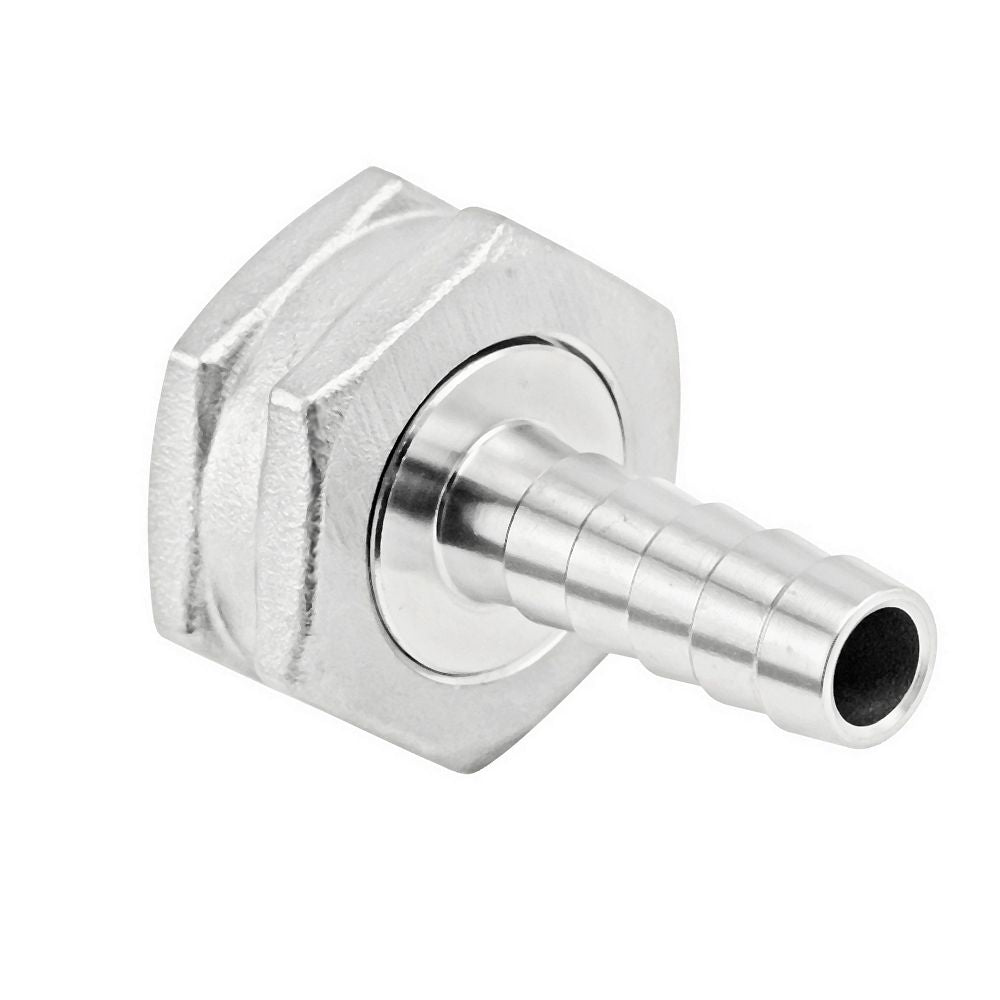 3/8" Hose Barb to 3/4" Female GH Swivel - Stainless Steel Fitting