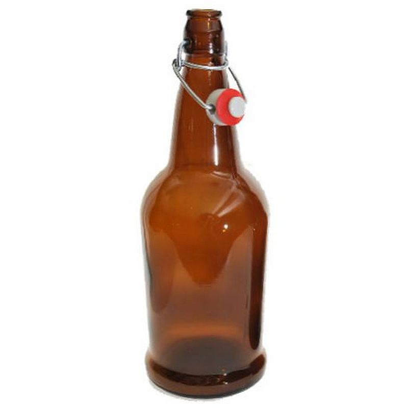 EZ Cap Beer Bottles - 1 Liter, Amber - Single Bottle with Cap