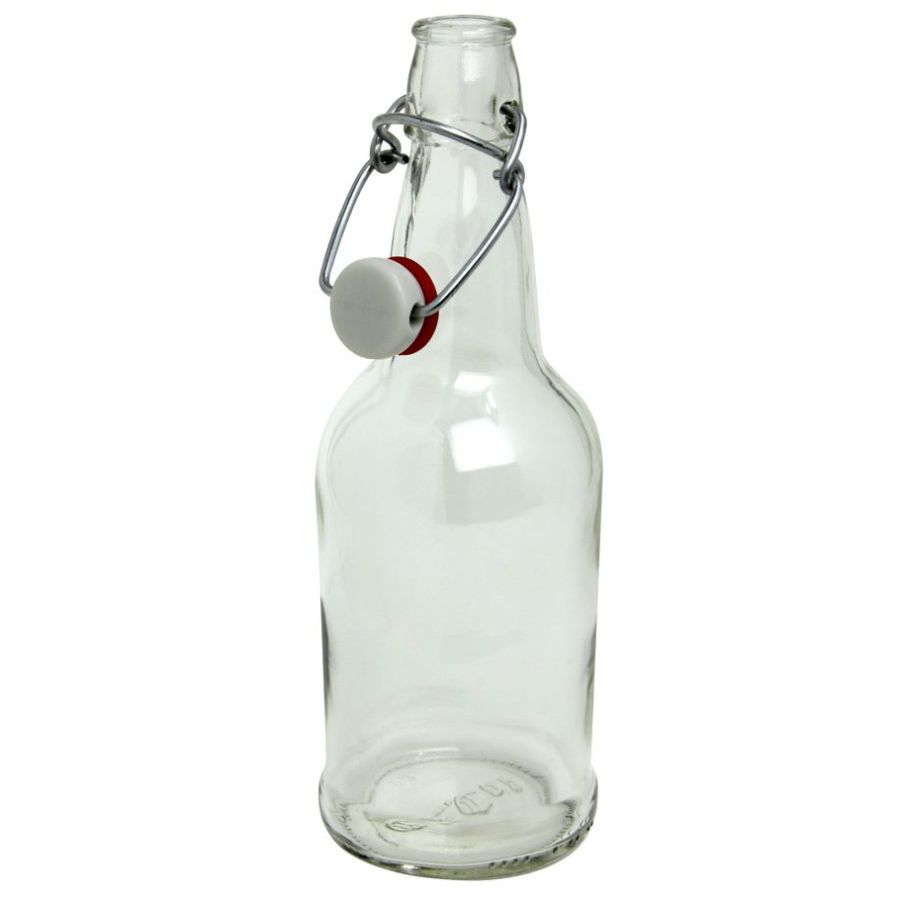EZ Cap Beer Bottles - 16 oz, Clear - Single Bottle with Cap