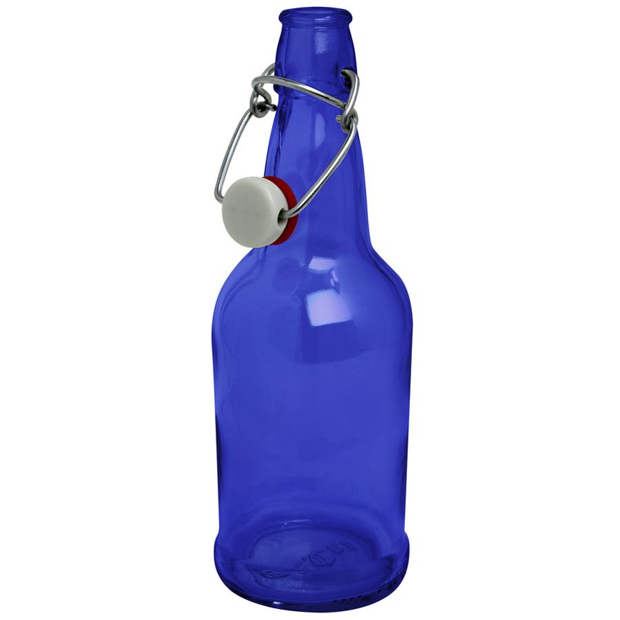 EZ Cap Beer Bottles - 16 oz, Blue - Case of 12 with Caps