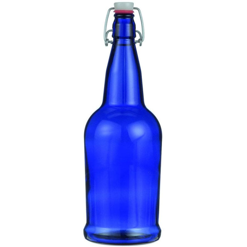 EZ Cap Beer Bottles - 1 Liter, Blue - Case of 12 with Caps