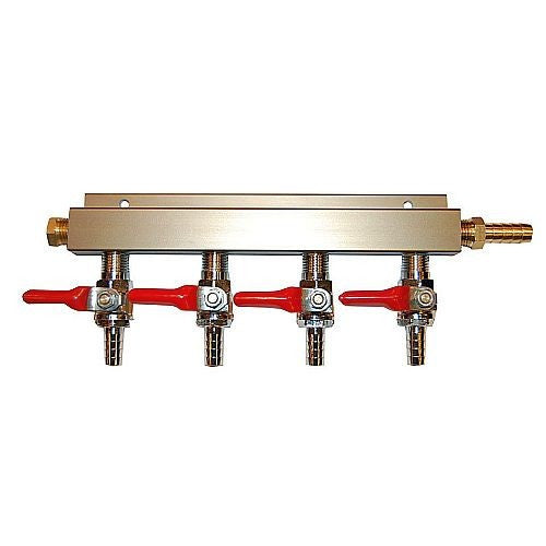 4 Way CO2 Distribution Block Manifold with 5/16" Barbs