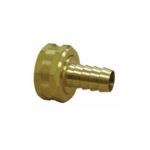 1/2" Hose Barb to 3/4" Female Garden Hose Swivel - Brass