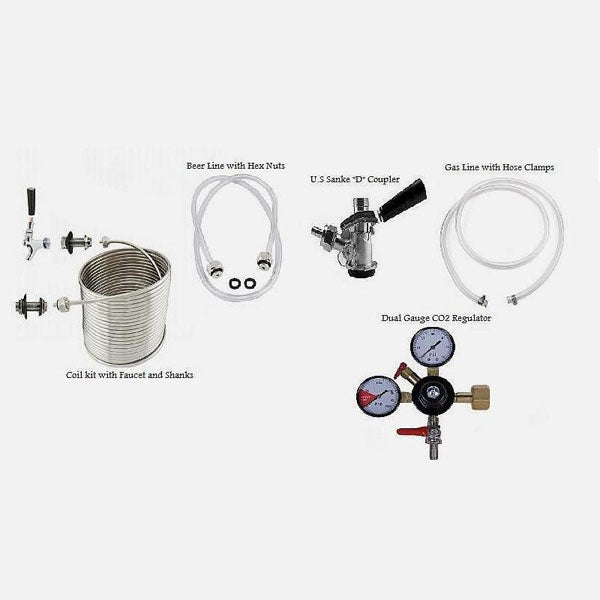 Complete 1 Tap Jockey Box Kit- No Cooler No Tank - Sanke D Coupler (Fits American Kegs)