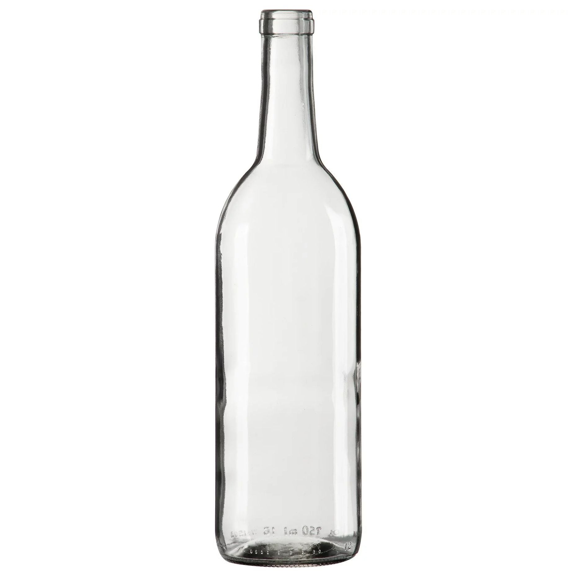 Bordeaux Wine Bottles - 750 ml, Clear, Flat Bottom - Case of 12