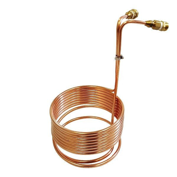 Copper Immersion Wort Chiller with Garden Hose Fittings 3/8" x 25'