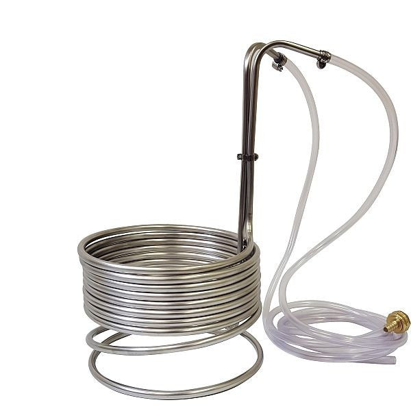 Stainless Steel Immersion Wort Chiller 3/8" x 25' with Garden Hose and Tubing
