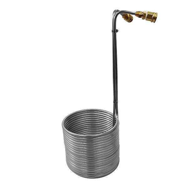 Stainless Steel Immersion Wort Chiller with Garden Hose Fittings 3/8" x 50'